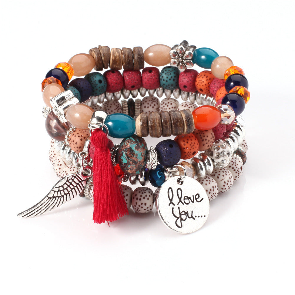 Fashion Multilayer Crystal Lava Stone Bracelets