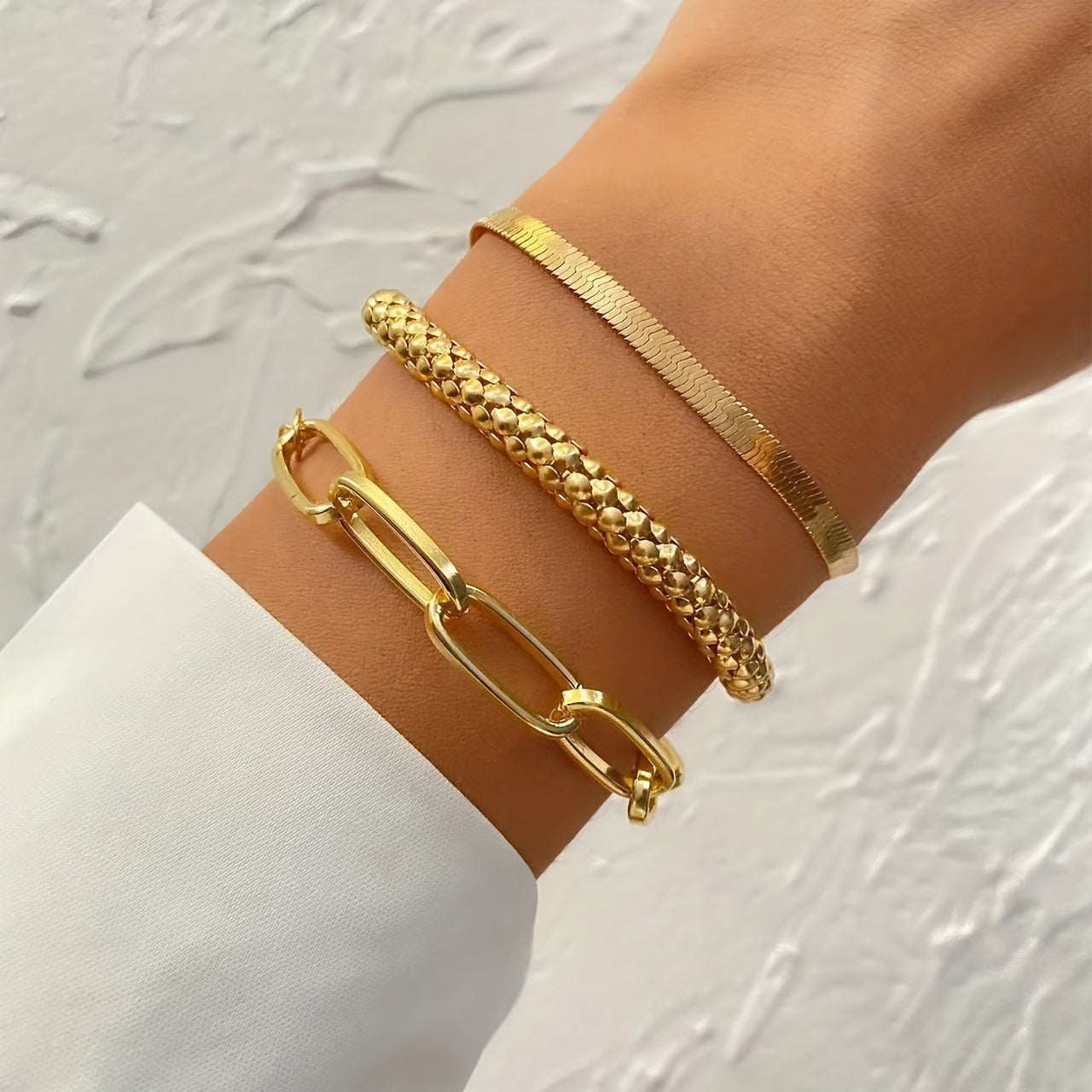 3pcs/Set Vintage Golden Multilayer Bracelet