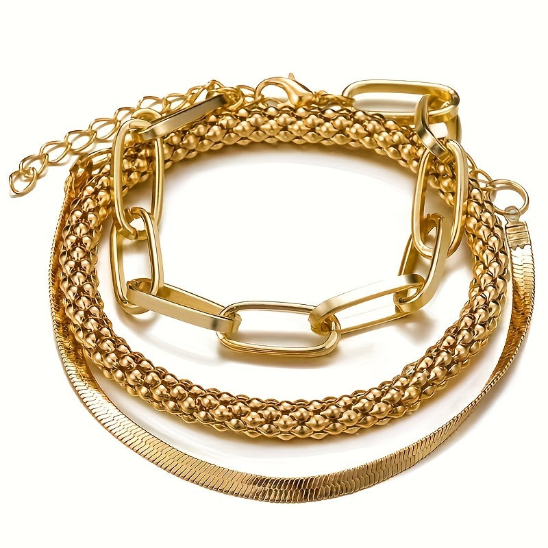 3pcs/Set Vintage Golden Multilayer Bracelet