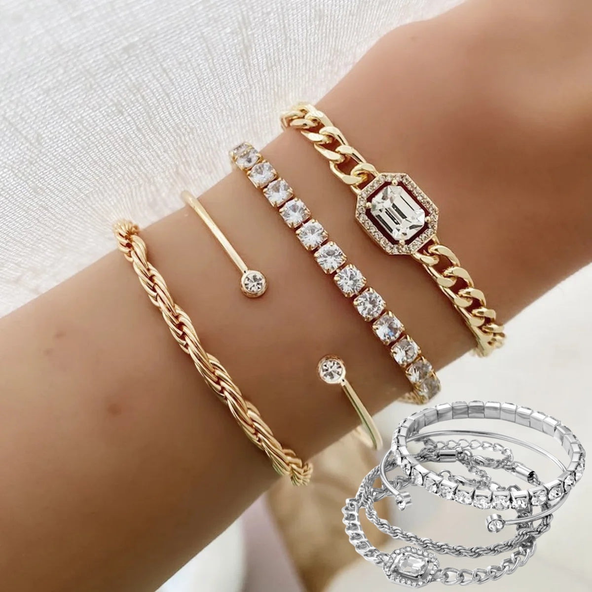4 Pcs Crystal Bohemian Bracelet