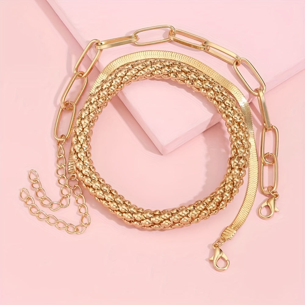 3pcs/Set Vintage Golden Multilayer Bracelet