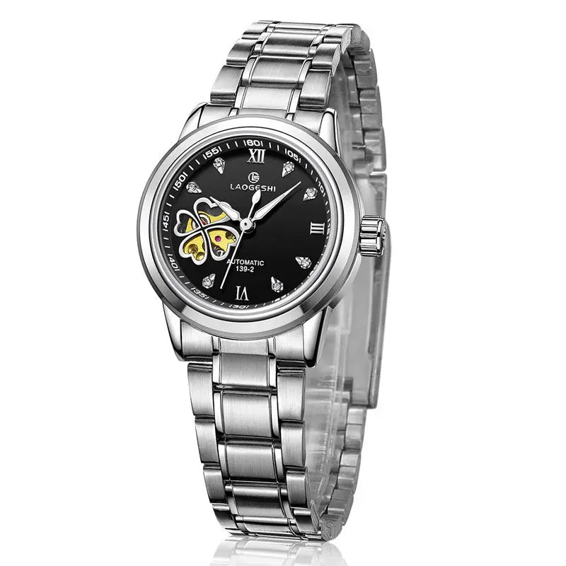 Women Automatic Mechanical Watches Diamond Four-leaf Clover Wrist Watches