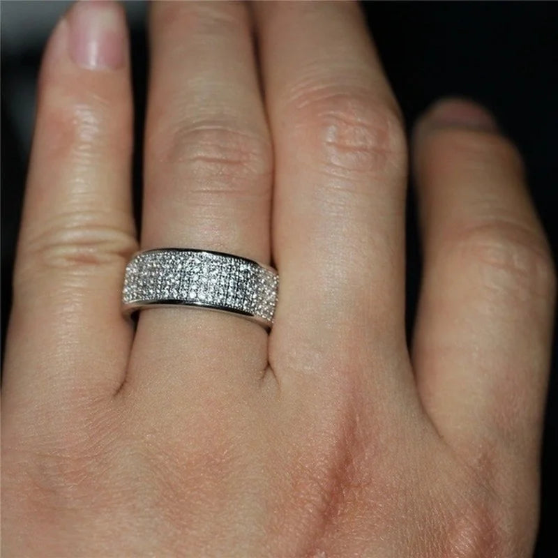 Round Inlaid White Zircon Ring for Women