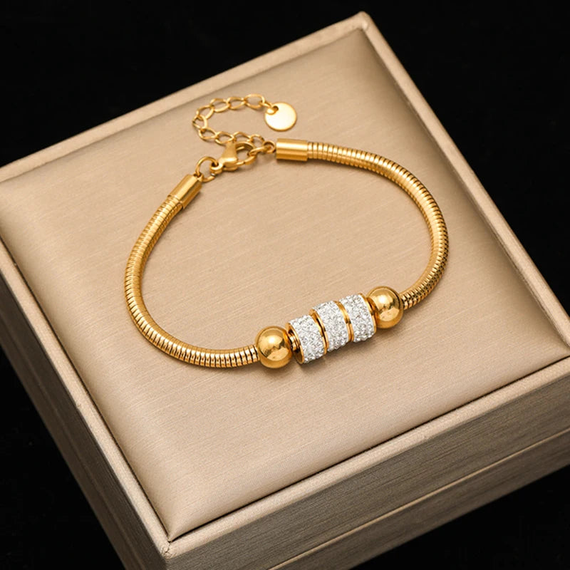 Stainless Steel Twisted Bracelet Bangles For Women Trendy 18K Gold Plated Wrist Chain Waterproof Jewelry Gift Party