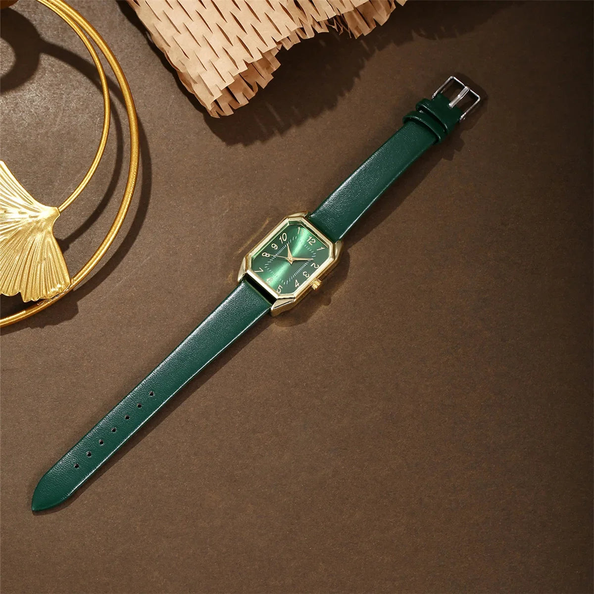 Luxury Fashion Square Women's Watches Brand Ladies Quartz Wristwatch Jewelry Set