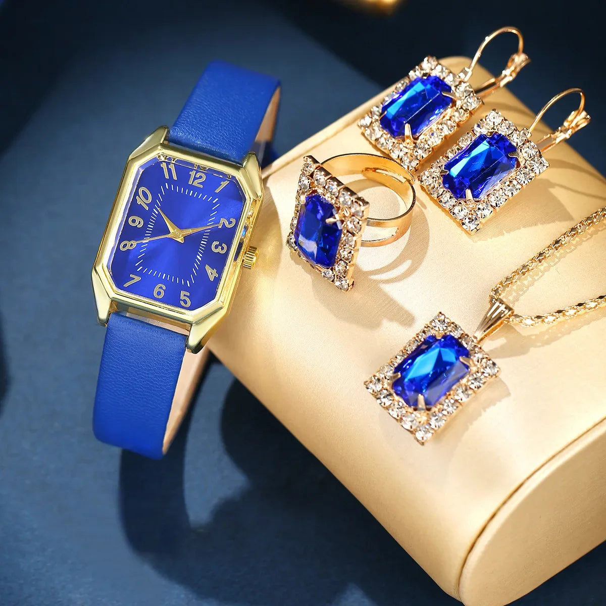 Luxury Fashion Square Women's Watches Brand Ladies Quartz Wristwatch Jewelry Set