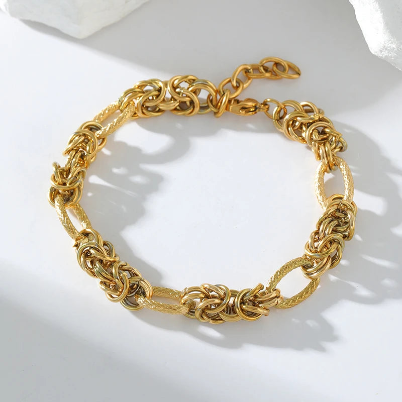 Stainless Steel Twisted Bracelet Bangles For Women Trendy 18K Gold Plated Wrist Chain Waterproof Jewelry Gift Party