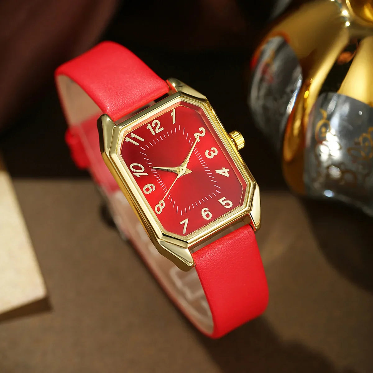 Luxury Fashion Square Women's Watches Brand Ladies Quartz Wristwatch Jewelry Set
