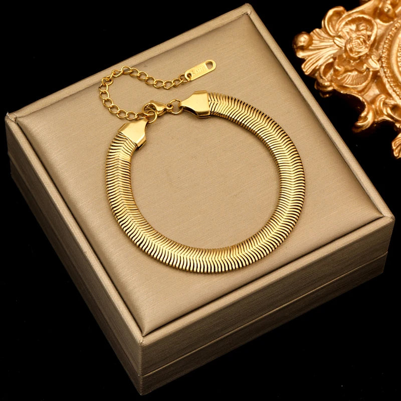Stainless Steel Twisted Bracelet Bangles For Women Trendy 18K Gold Plated Wrist Chain Waterproof Jewelry Gift Party