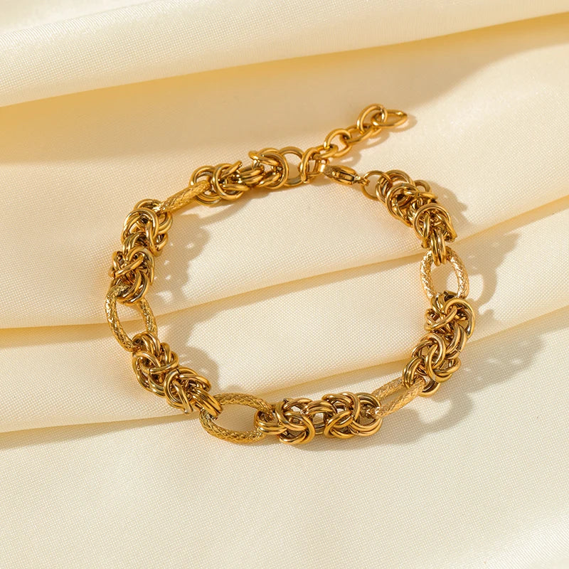 Stainless Steel Twisted Bracelet Bangles For Women Trendy 18K Gold Plated Wrist Chain Waterproof Jewelry Gift Party