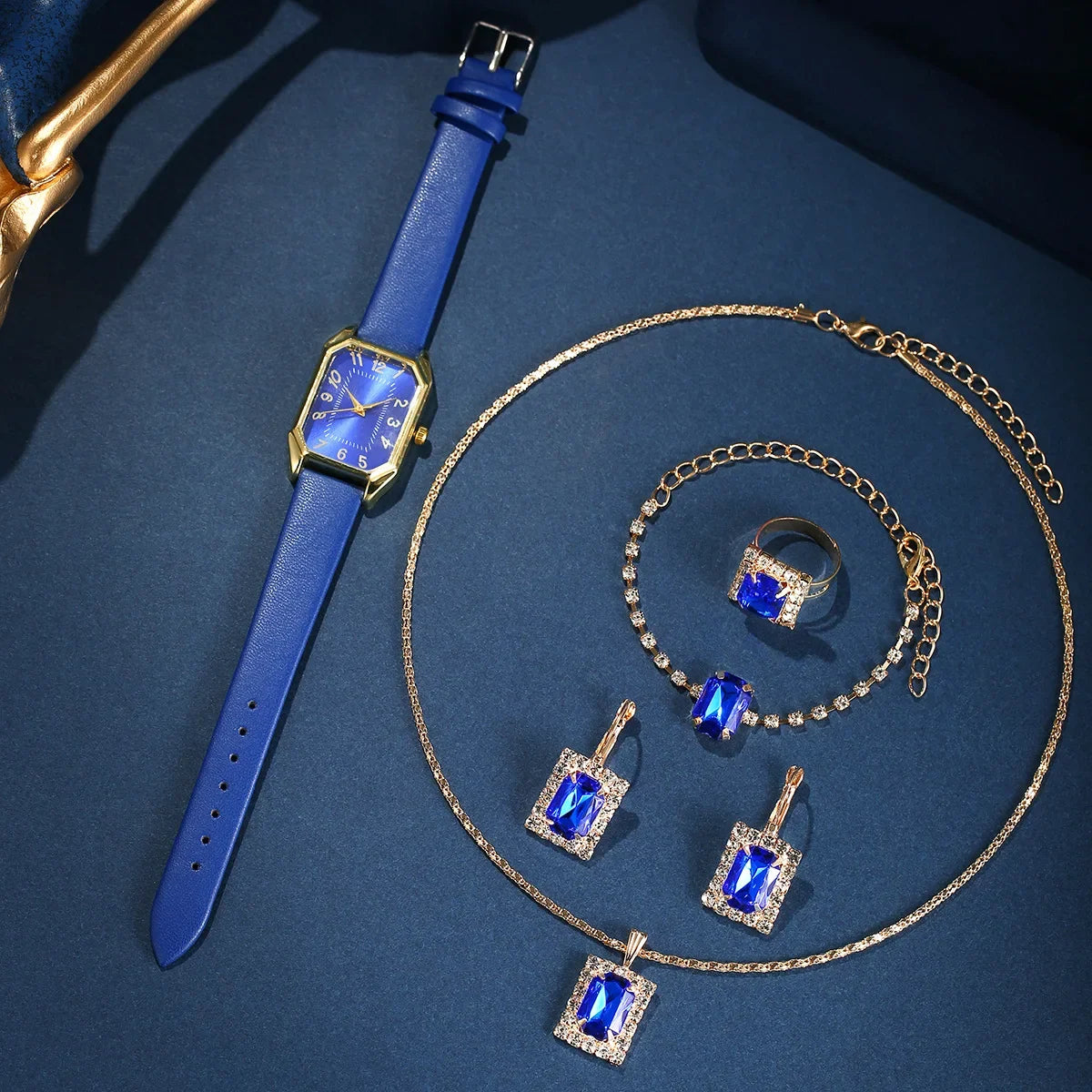 Luxury Fashion Square Women's Watches Brand Ladies Quartz Wristwatch Jewelry Set