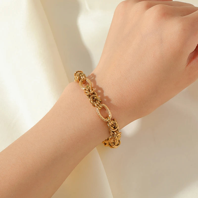 Stainless Steel Twisted Bracelet Bangles For Women Trendy 18K Gold Plated Wrist Chain Waterproof Jewelry Gift Party