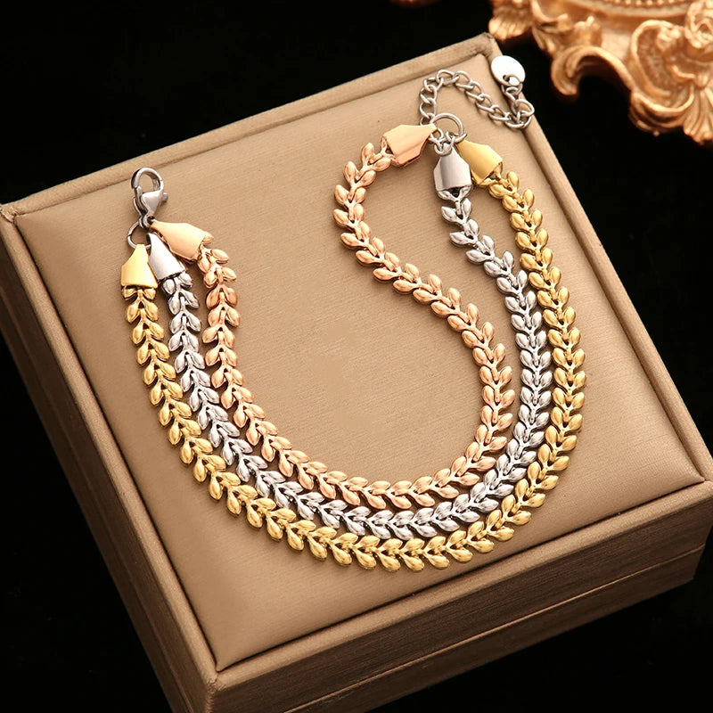 Stainless Steel Twisted Bracelet Bangles For Women Trendy 18K Gold Plated Wrist Chain Waterproof Jewelry Gift Party