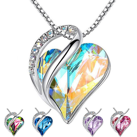 925 Sliver Heart Shaped Geometric Necklace