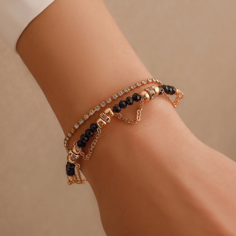 Beaded Diamond Tassel Bracelet