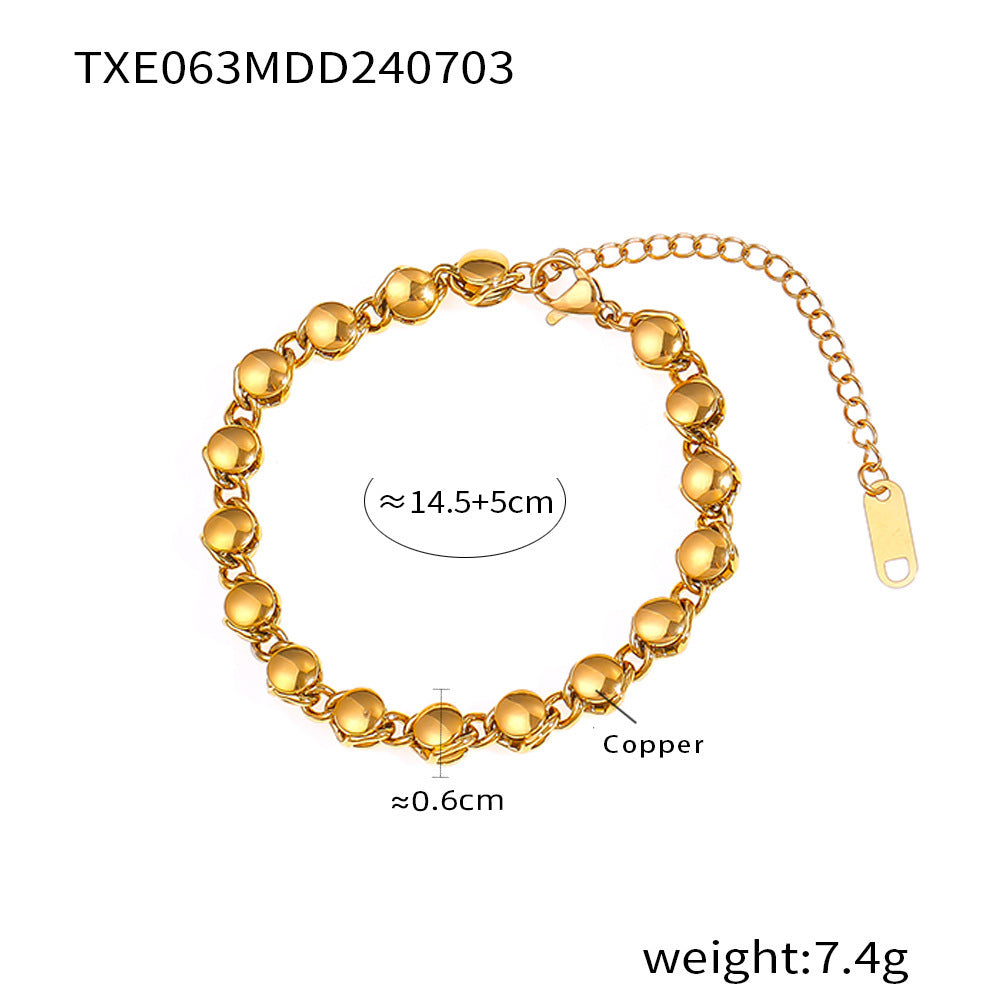 Simple Ball Bracelet Necklace Gold Plated