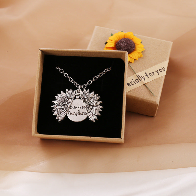 Sunshine Sunflower Necklace Women Men