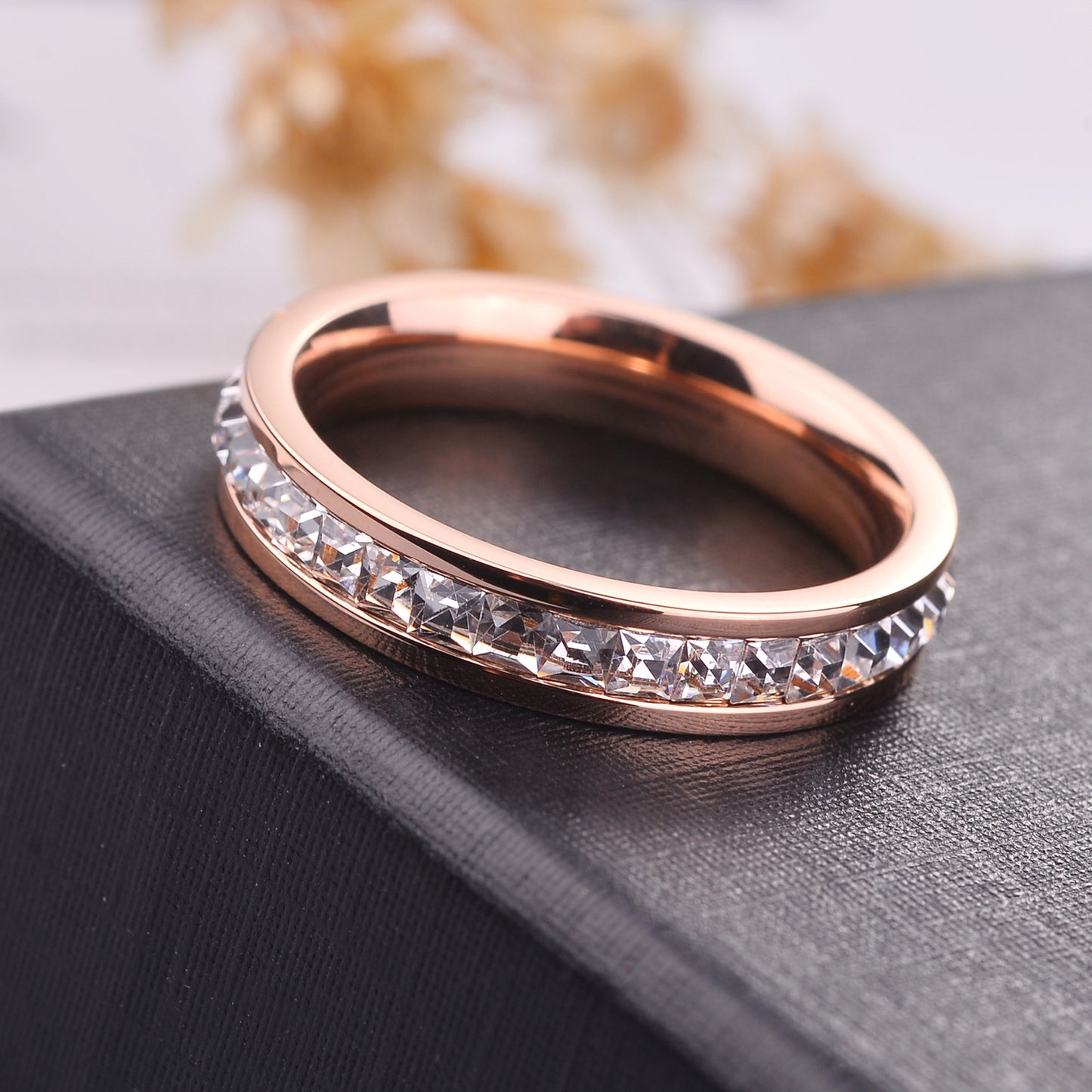 Titanium steel ring plated 18 rose gold