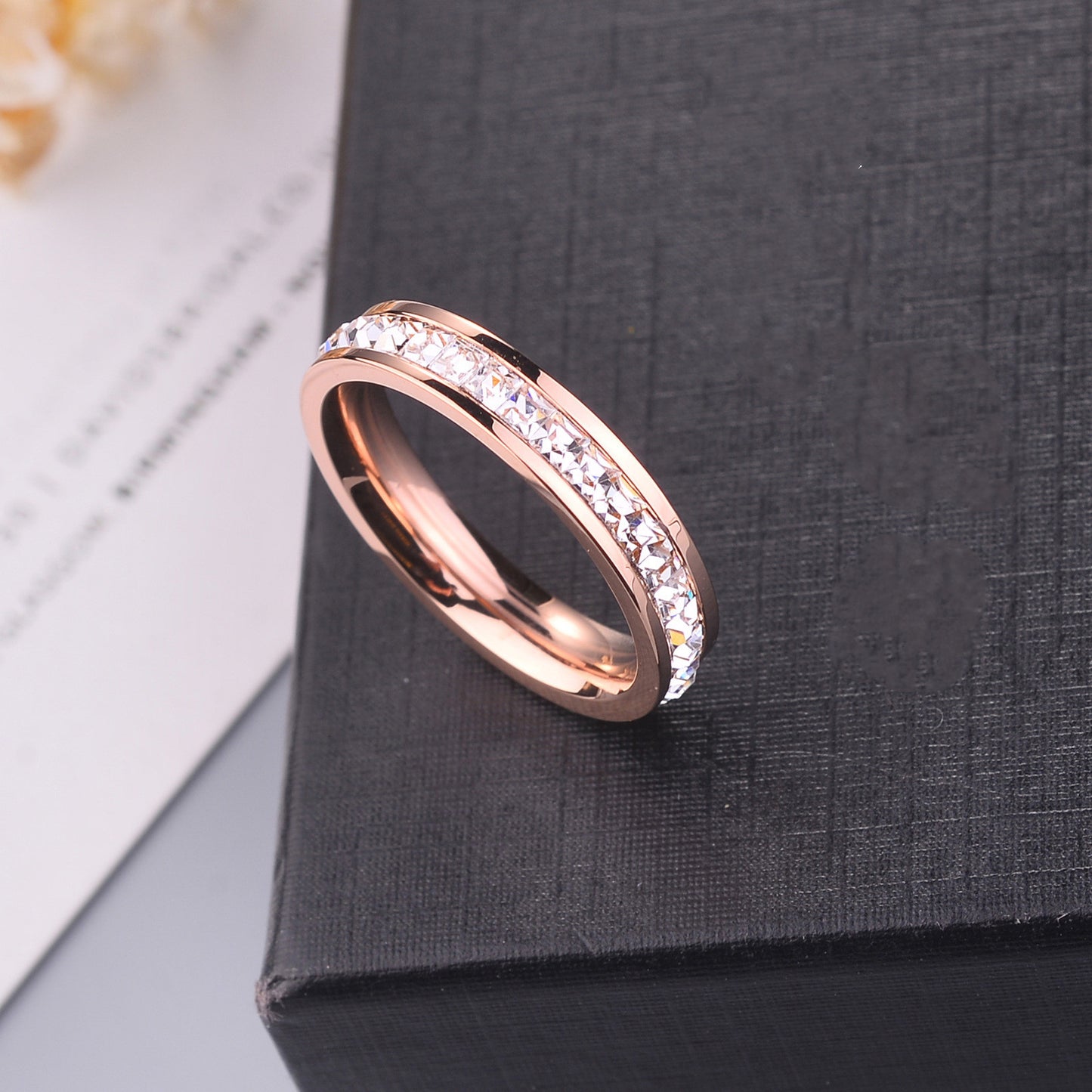 Titanium steel ring plated 18 rose gold