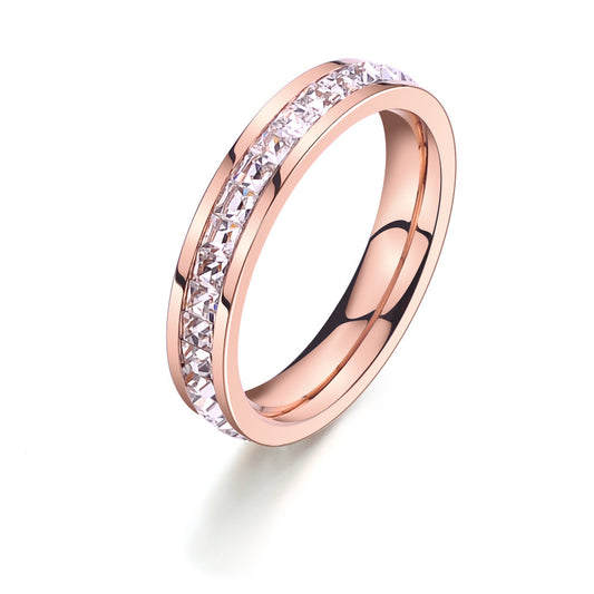 Titanium steel ring plated 18 rose gold