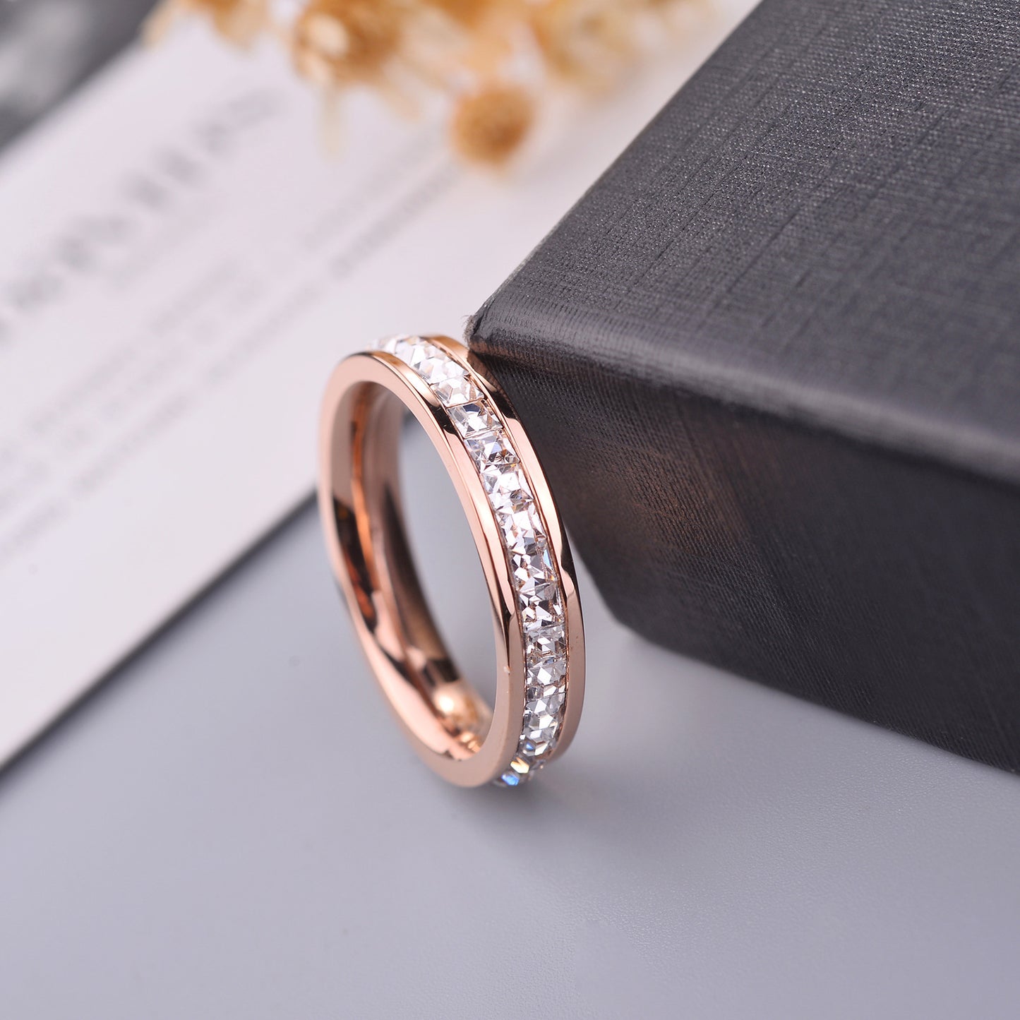 Titanium steel ring plated 18 rose gold