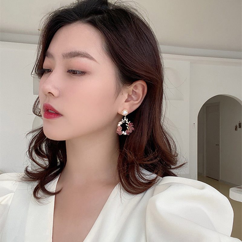 Pearl Earrings Temperament Super Fairy Crystal