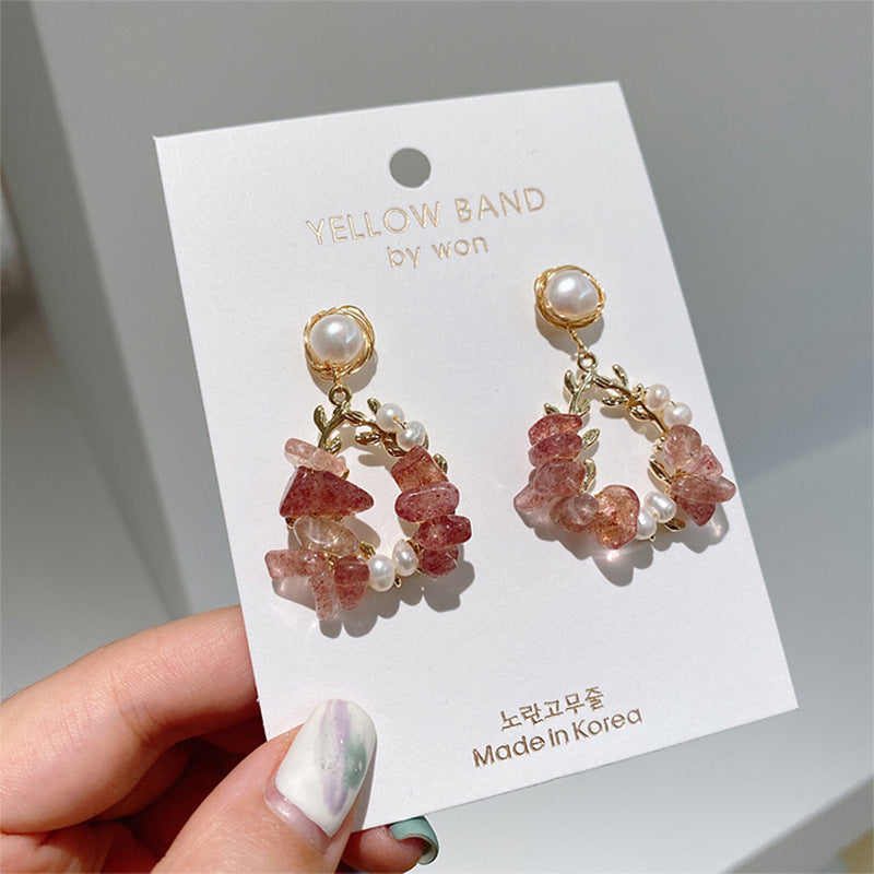 Pearl Earrings Temperament Super Fairy Crystal