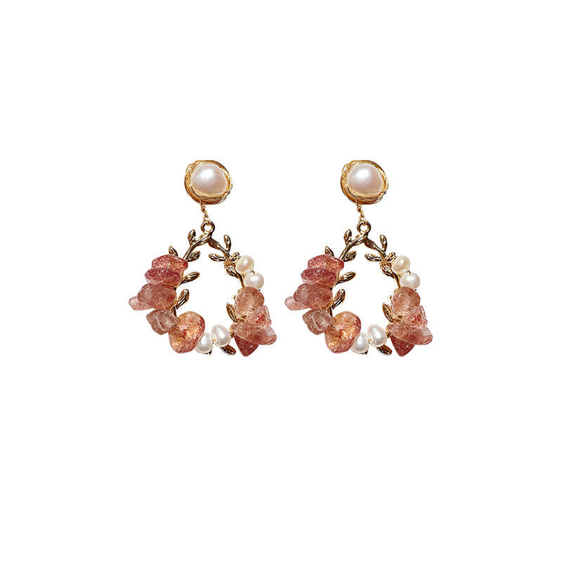 Pearl Earrings Temperament Super Fairy Crystal