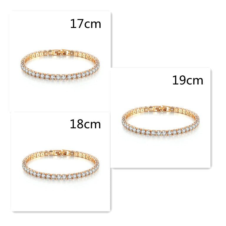 Zircon Bracelet Single Row 4mm Round