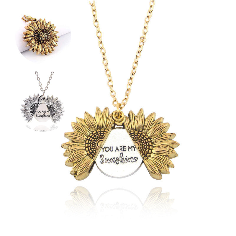 Sunshine Sunflower Necklace Women Men