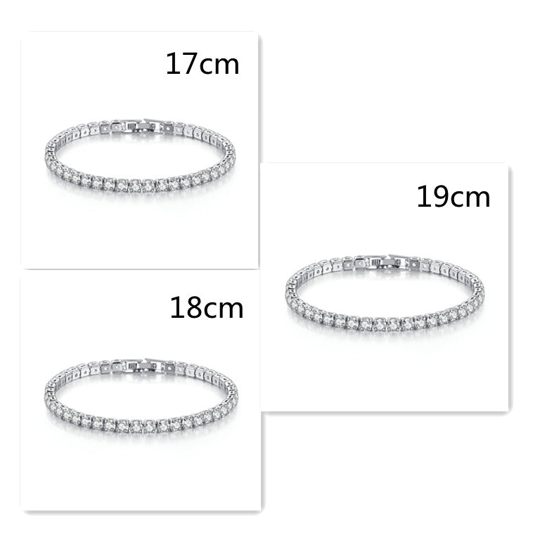 Zircon Bracelet Single Row 4mm Round