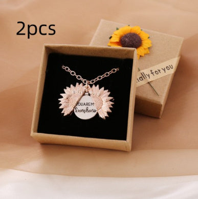 Sunshine Sunflower Necklace Women Men