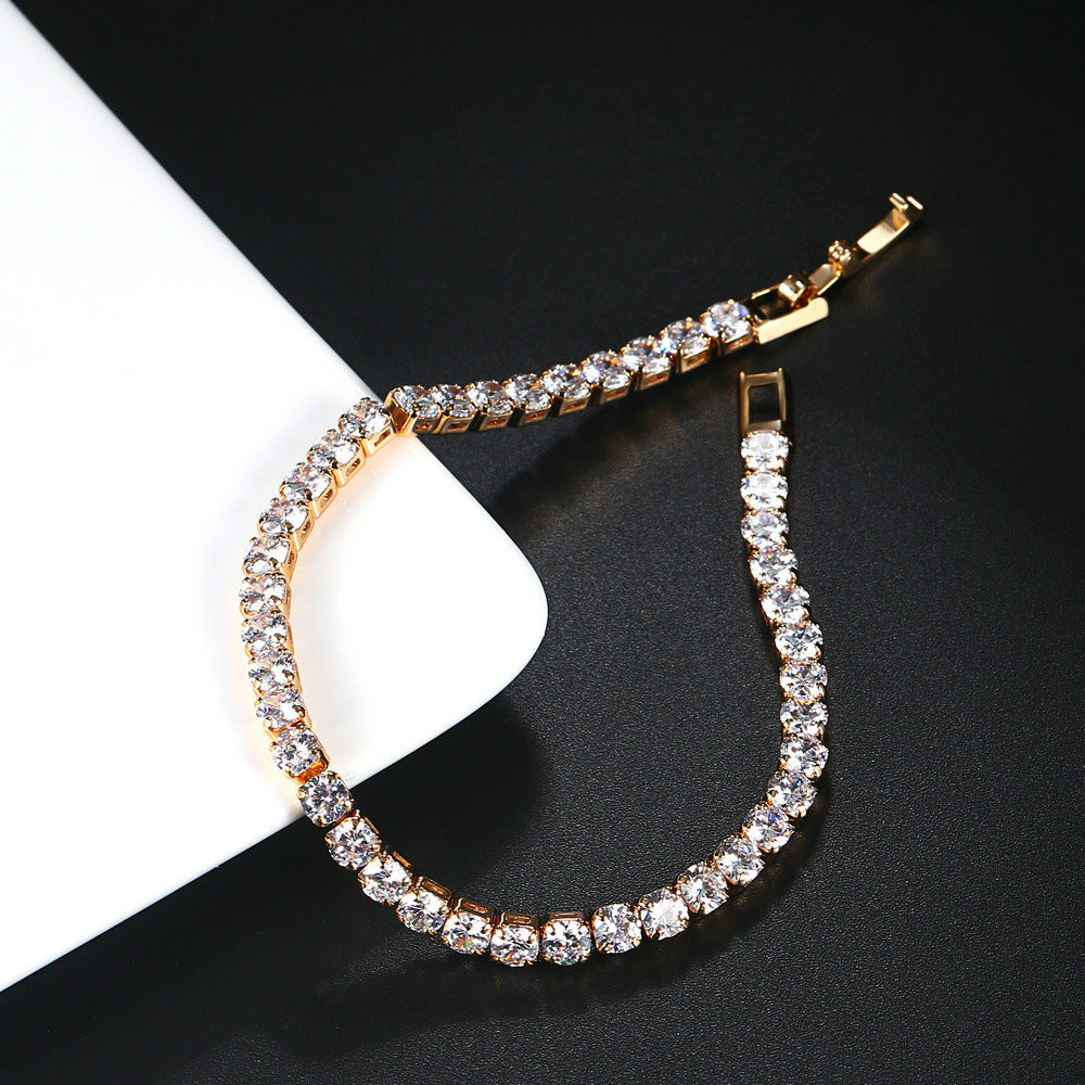 Zircon Bracelet Single Row 4mm Round