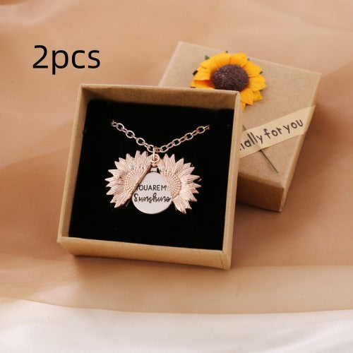 Sunshine Sunflower Necklace Women Men