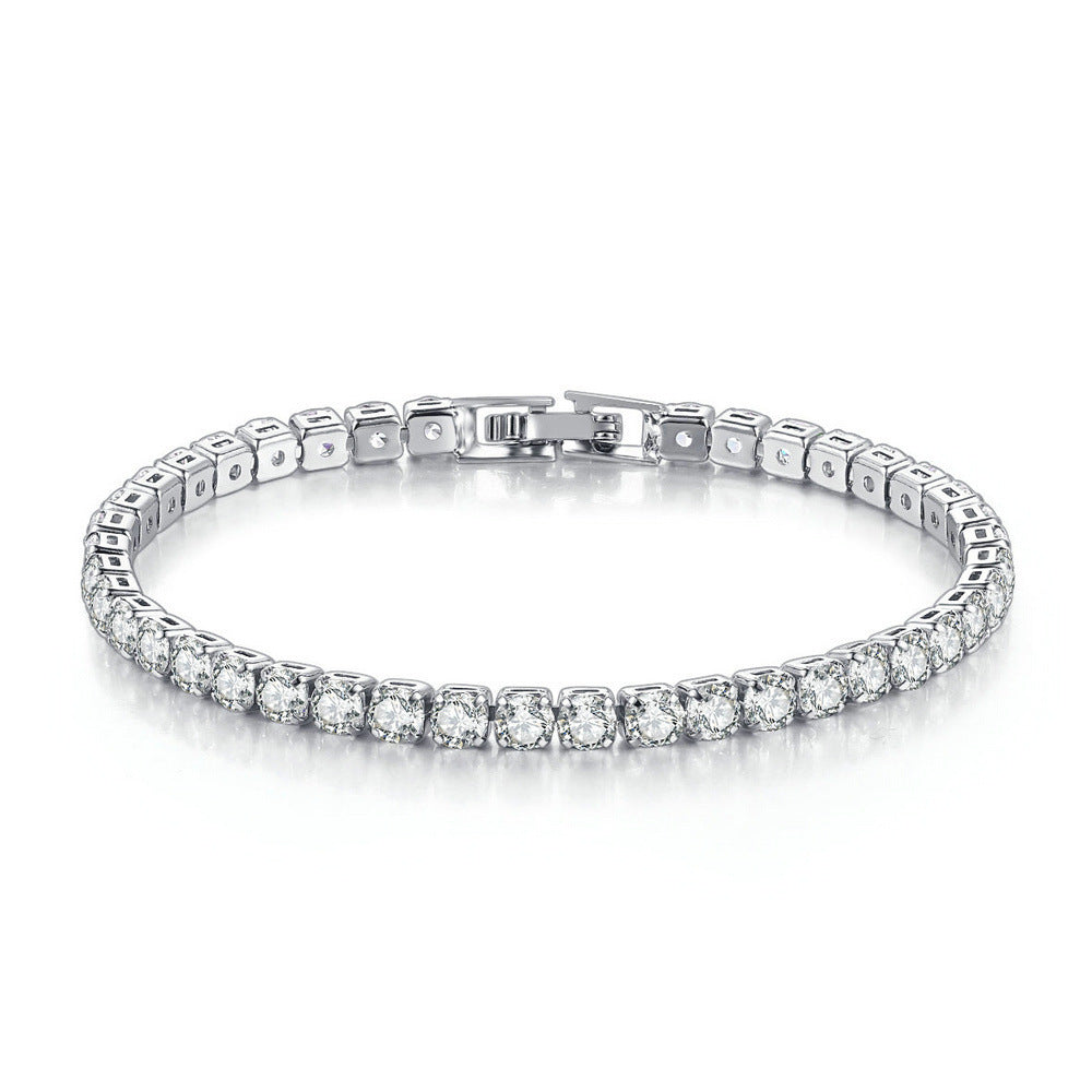 Zircon Bracelet Single Row 4mm Round