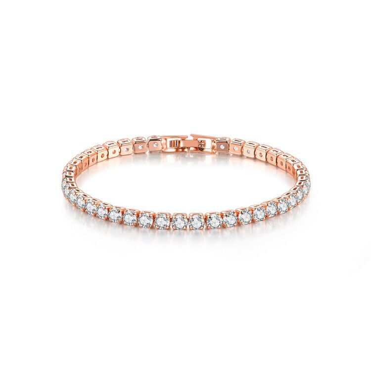 Zircon Bracelet Single Row 4mm Round