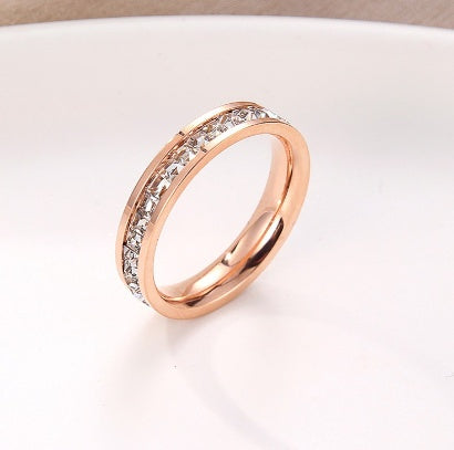 Titanium steel ring plated 18 rose gold