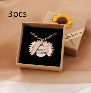 Sunshine Sunflower Necklace Women Men