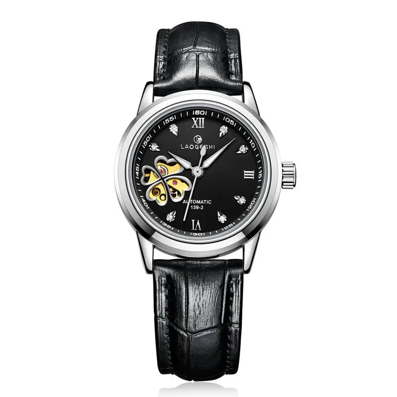 Women Automatic Mechanical Watches Diamond Four-leaf Clover Wrist Watches