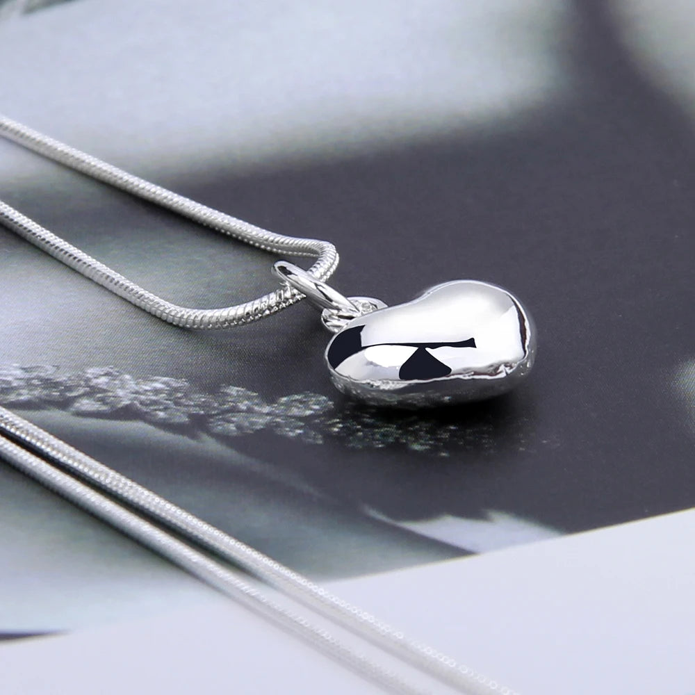 925 Sterling Silver Solid Small Heart Pendant Necklace