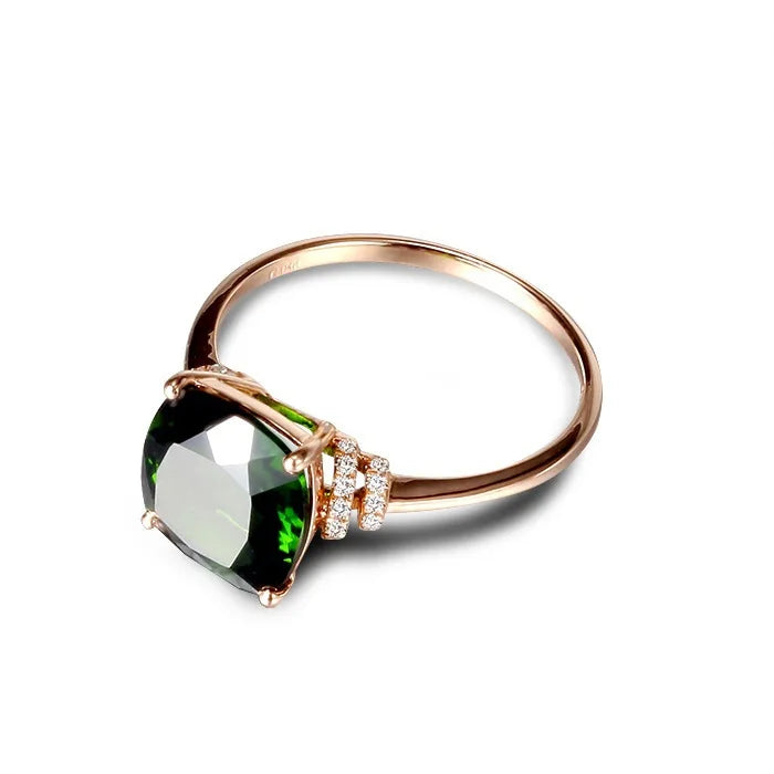 Women Anillos Emerald Gemstone Topaz Bizuteria Jewelry 14 K Gold Rings