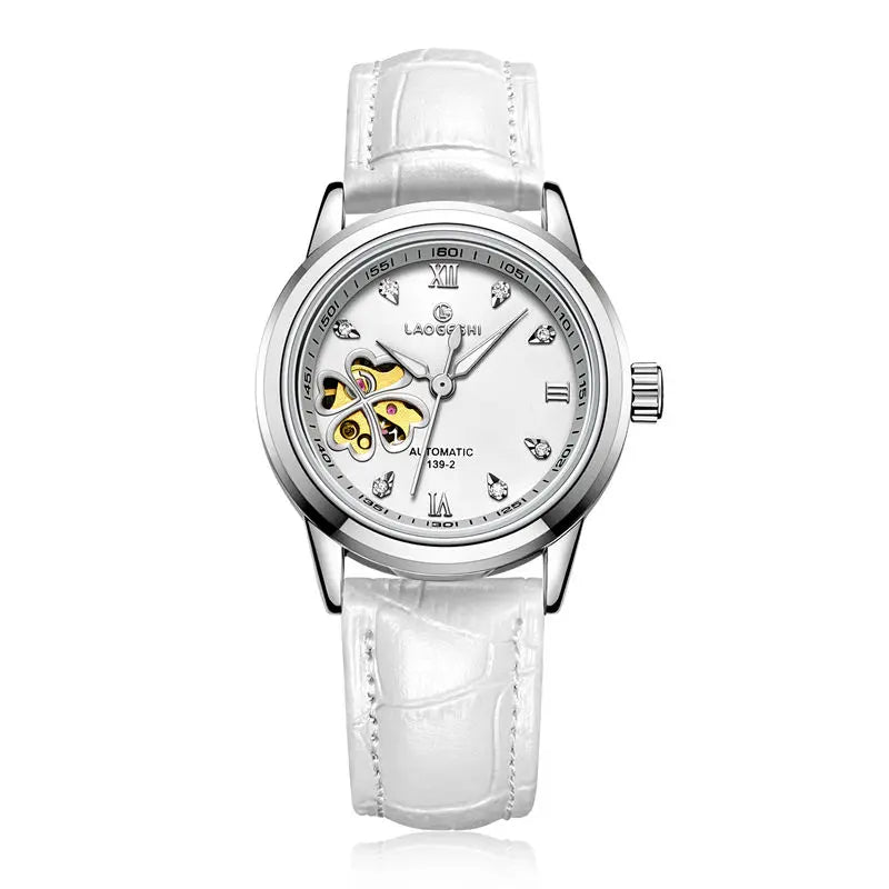 Women Automatic Mechanical Watches Diamond Four-leaf Clover Wrist Watches