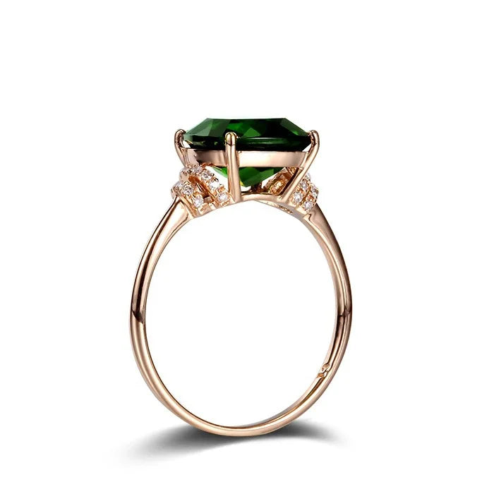 Women Anillos Emerald Gemstone Topaz Bizuteria Jewelry 14 K Gold Rings