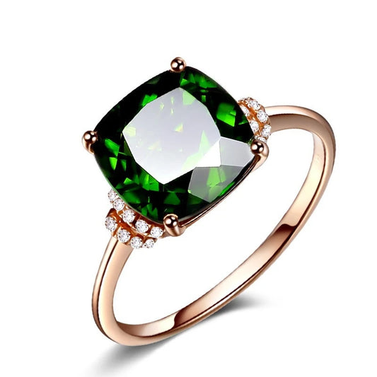 Women Anillos Emerald Gemstone Topaz Bizuteria Jewelry 14 K Gold Rings