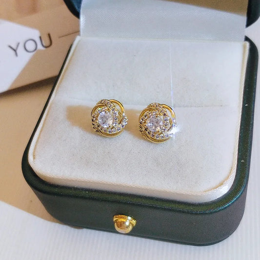 18k gold Woman Stud Earrings Trend Piercing