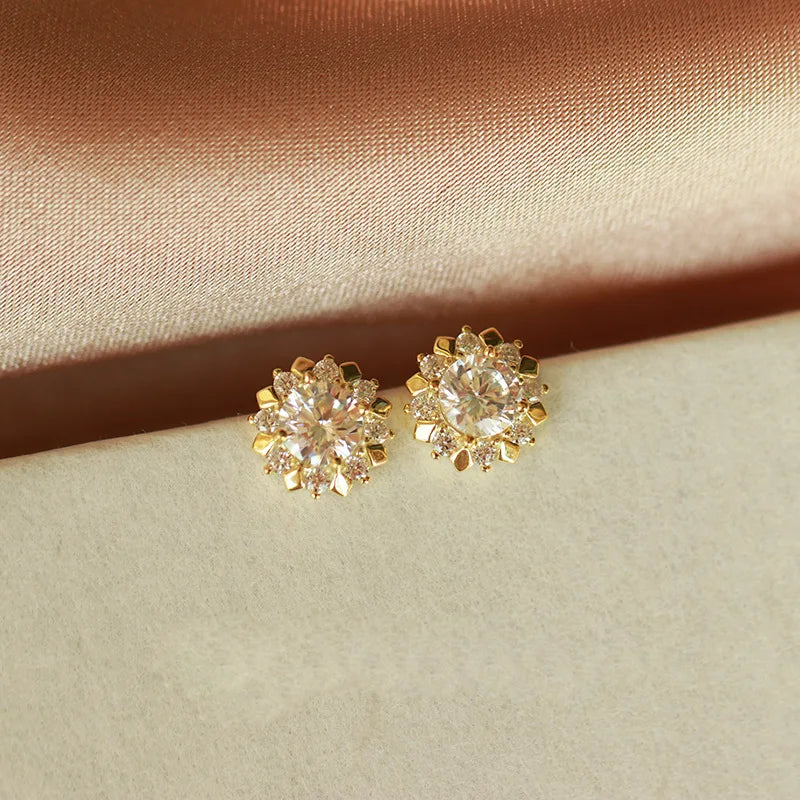 Solid 14K Gold Color Jewelry Stud Earring for Women Bohemia