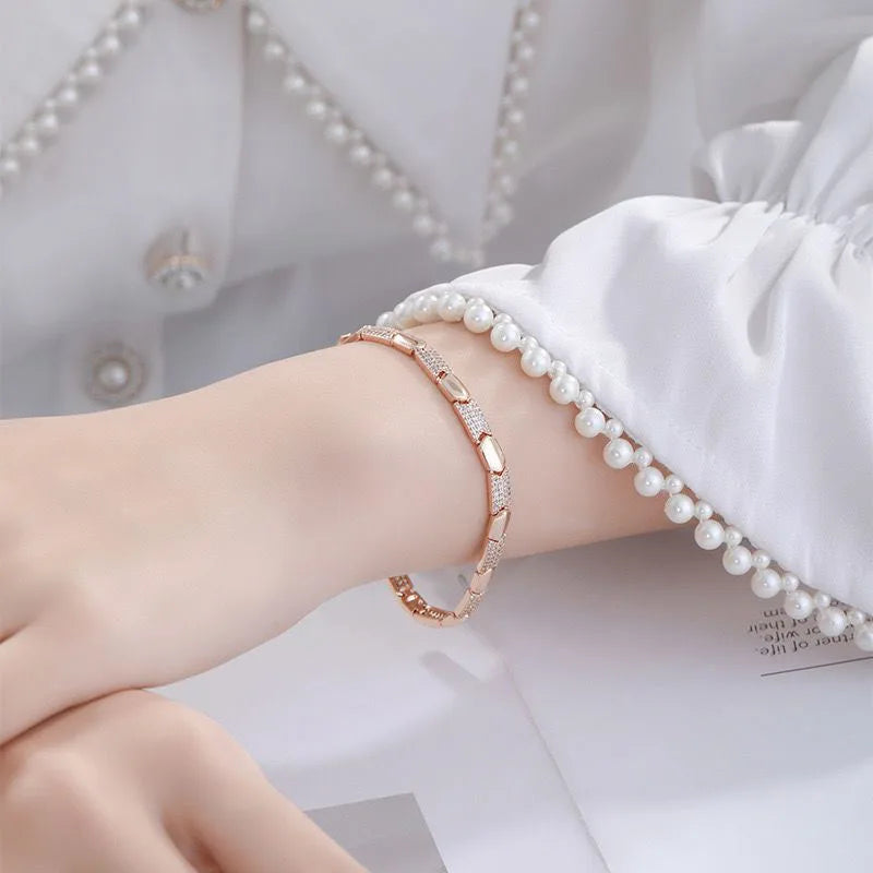 18 k Plated Gold Color Mirco Zircon Watch Bracelets For Women Fashion Jewelry