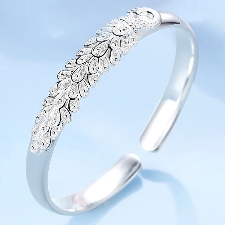 925 sterling silver elegant Peacock opening screen bracelet