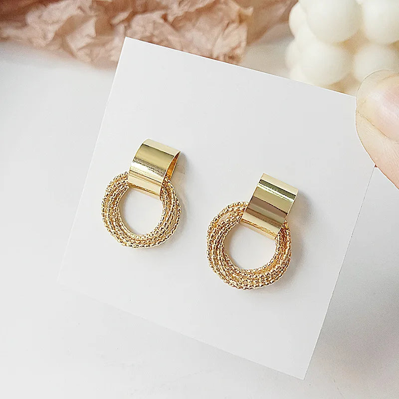 Gold Color Multiple Small Circle Stud Earrings