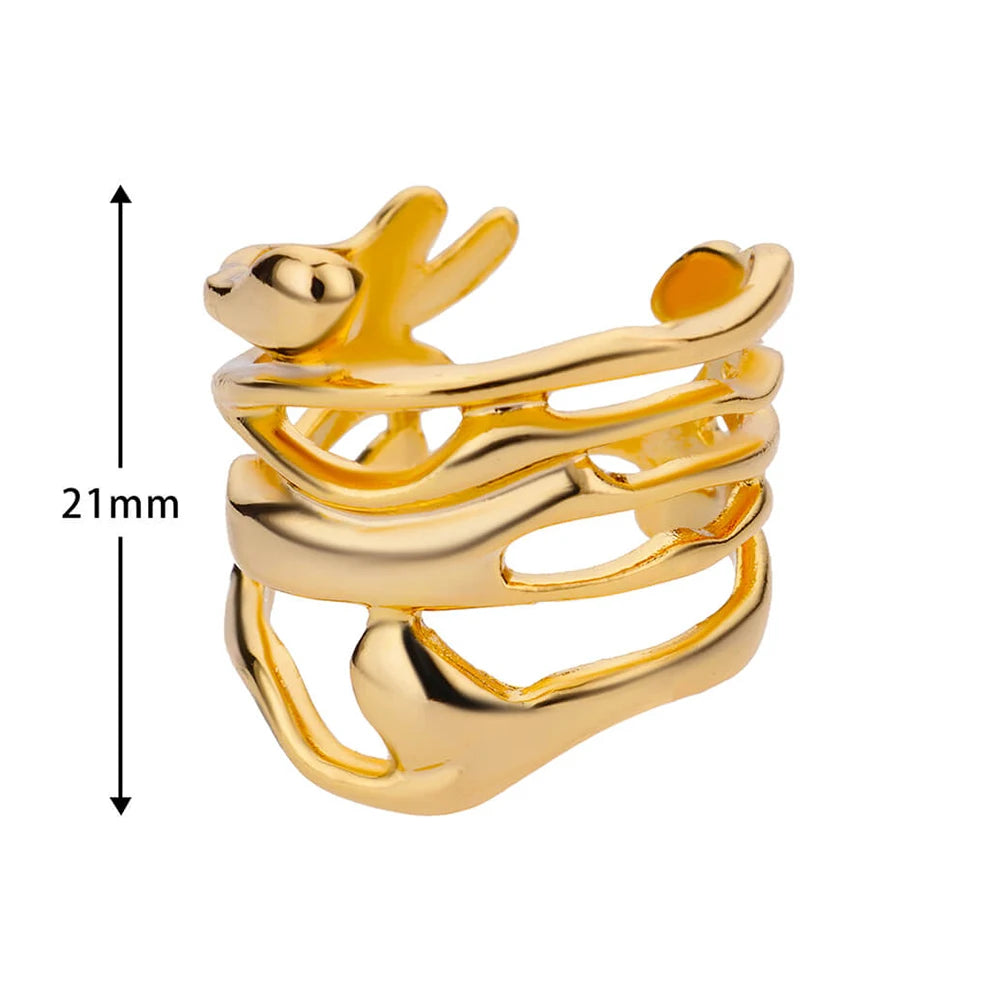 Hollow Wide Open Ring Female Male Fashion Wedding Party 2024